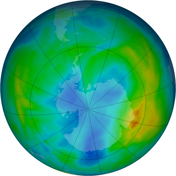 Antarctic ozone map for 19 May 1986